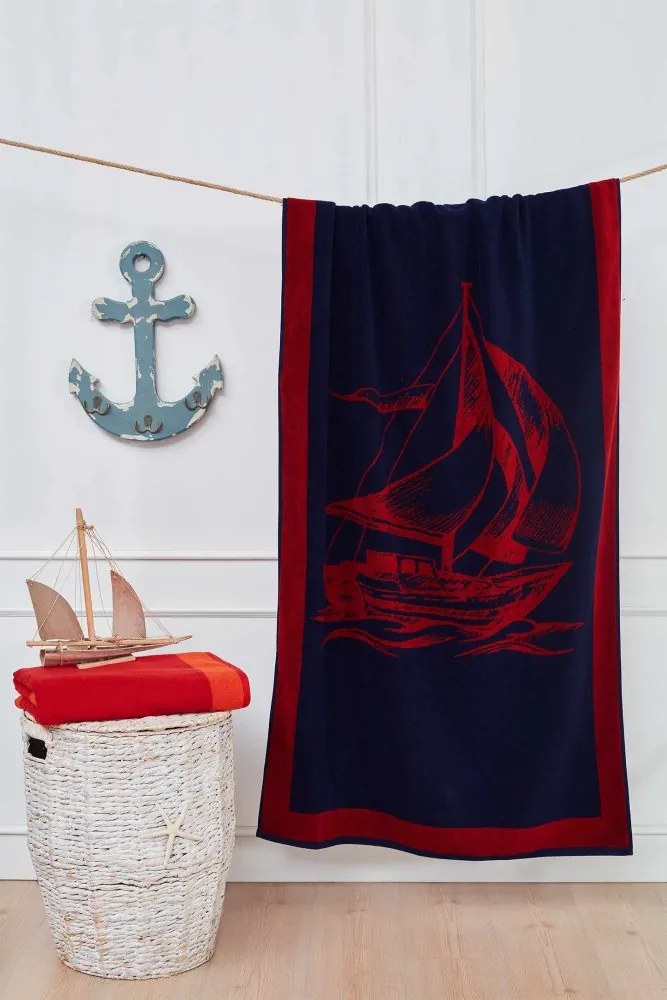 Ręcznik plażowy SAIL 85x160 cm Ciemnoniebieski