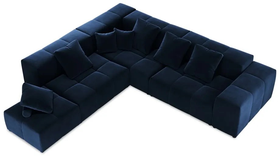 Niebieski aksamitny narożnik (róg zmienny) Rome Velvet – Cosmopolitan Design