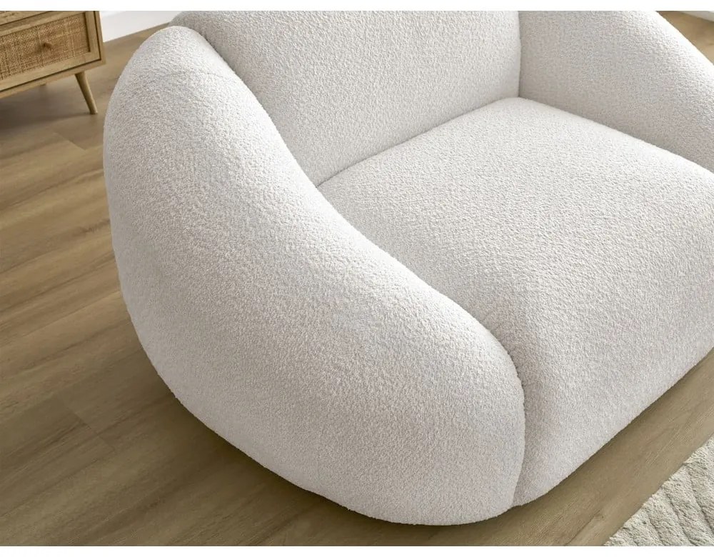 Biały fotel z materiału bouclé Tina – Bobochic Paris
