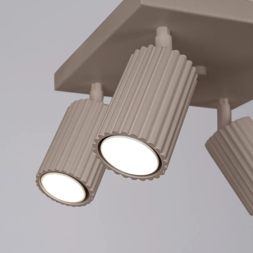 Plafon czteropunktowy KARBON 4 taupe kwadratowy SOLLUX  LIGHTING