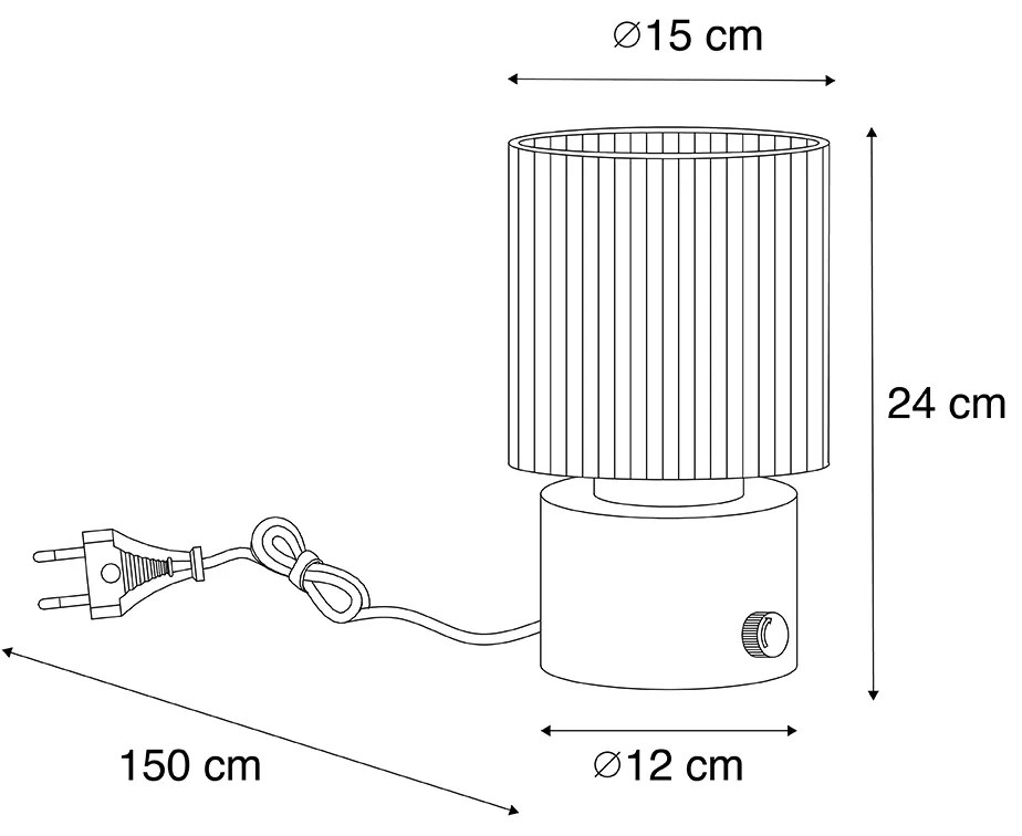Lampa stołowa art deco czarna z przydymionym szkłem - Laura