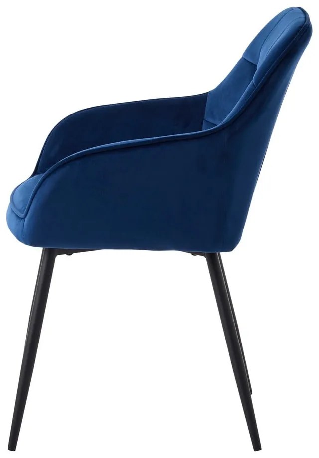 Ciemnoniebieskie aksamitne krzesła z podłokietnikami zestaw 2 szt. Nolan Square – Unique Furniture