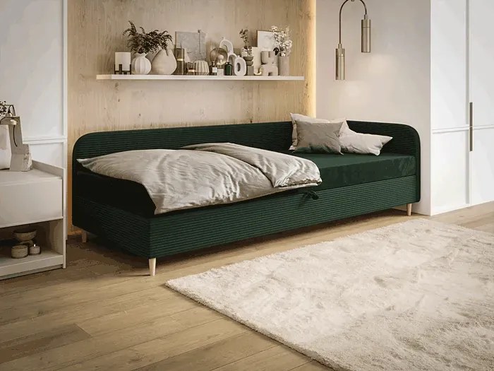 Zielone tapicerowane łóżko z materacem 80x200 R2-H58