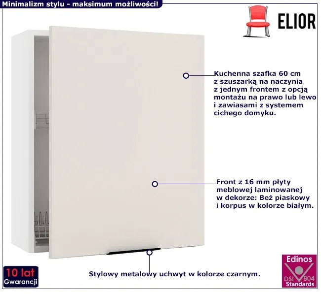 Kuchenna szafka z suszarką 60 cm beż piaskowy D6-R72