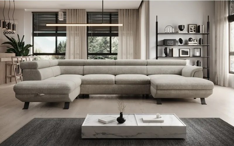 Narożnik RAVEN XL wolnostojący z funkcją spania tkanina Artico 37431 Nata WERSAL