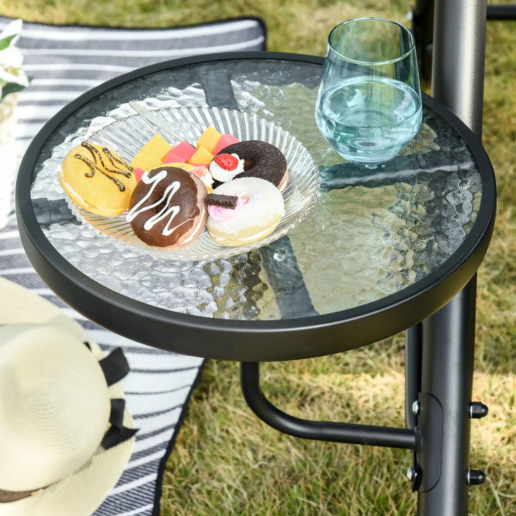 Outsunny: Elegancka Huśtawka Ogrodowa 3-osobowa z Daszkiem i Dodatkowymi Stoliczkami