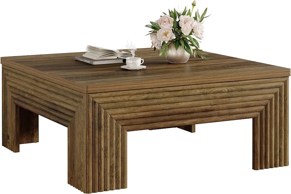 Kwadratowy stolik kawowy do salonu, duży stolik centralny o szerokości 100 cm