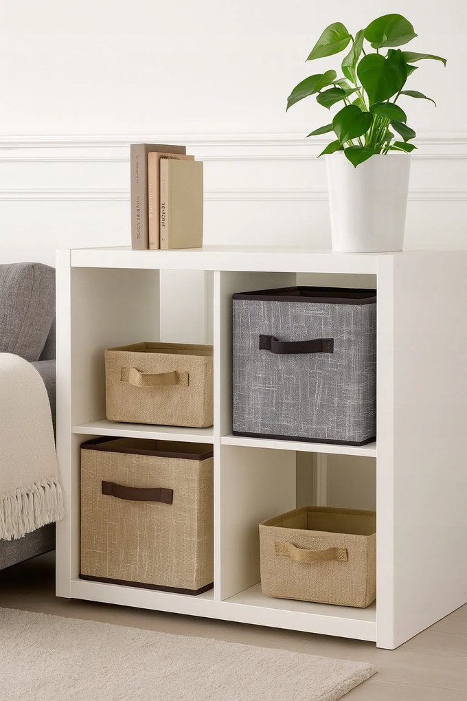 Organizer Tekstylny Granatowy Pudełko kosz 25x25x25 cm do Szafy Garderoby