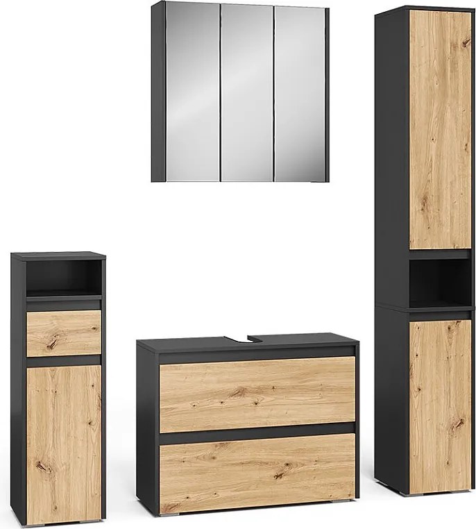 Zestaw mebli łazienkowych antracyt/artisan 30.2x30x96.3 majest