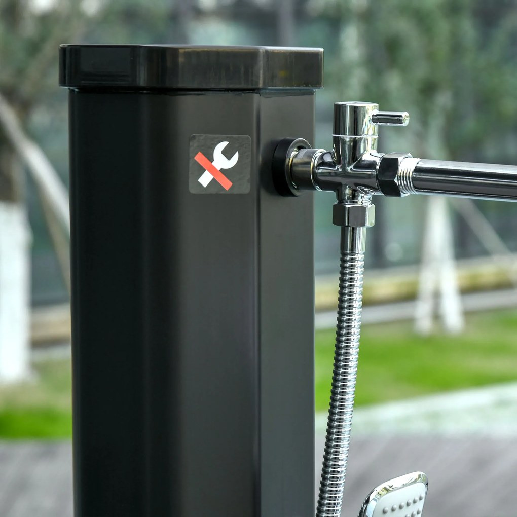 Outsunny Zasilany energią słoneczną prysznic na zewnątrz, prysznic solarny, czarny, 17,5 x 14,5 x 216 cm