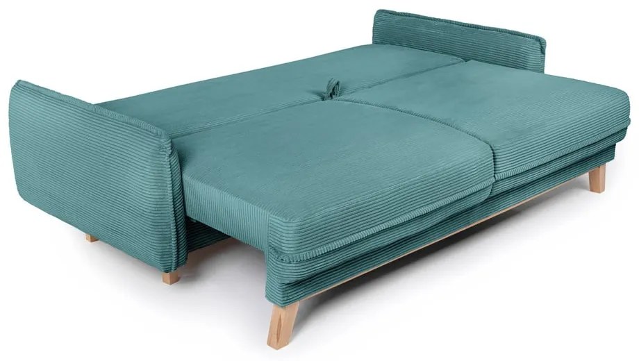 Turkusowa sztruksowa rozkładana sofa 218 cm Tori – Bonami Selection