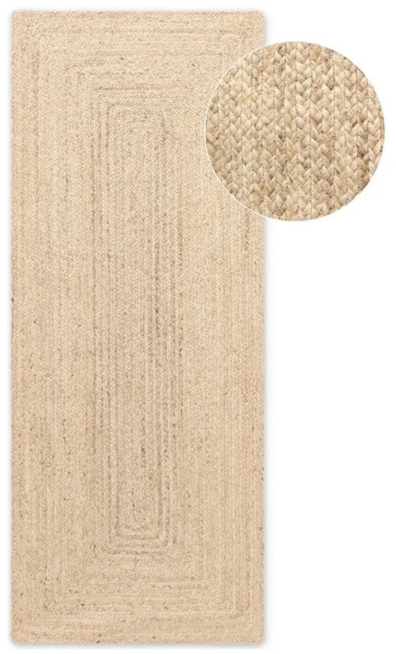 Chodnik z juty dwustronny/tkany ręcznie w jasnym naturalnym kolorze 80x200 cm Sharmila Natural White – Hanse Home