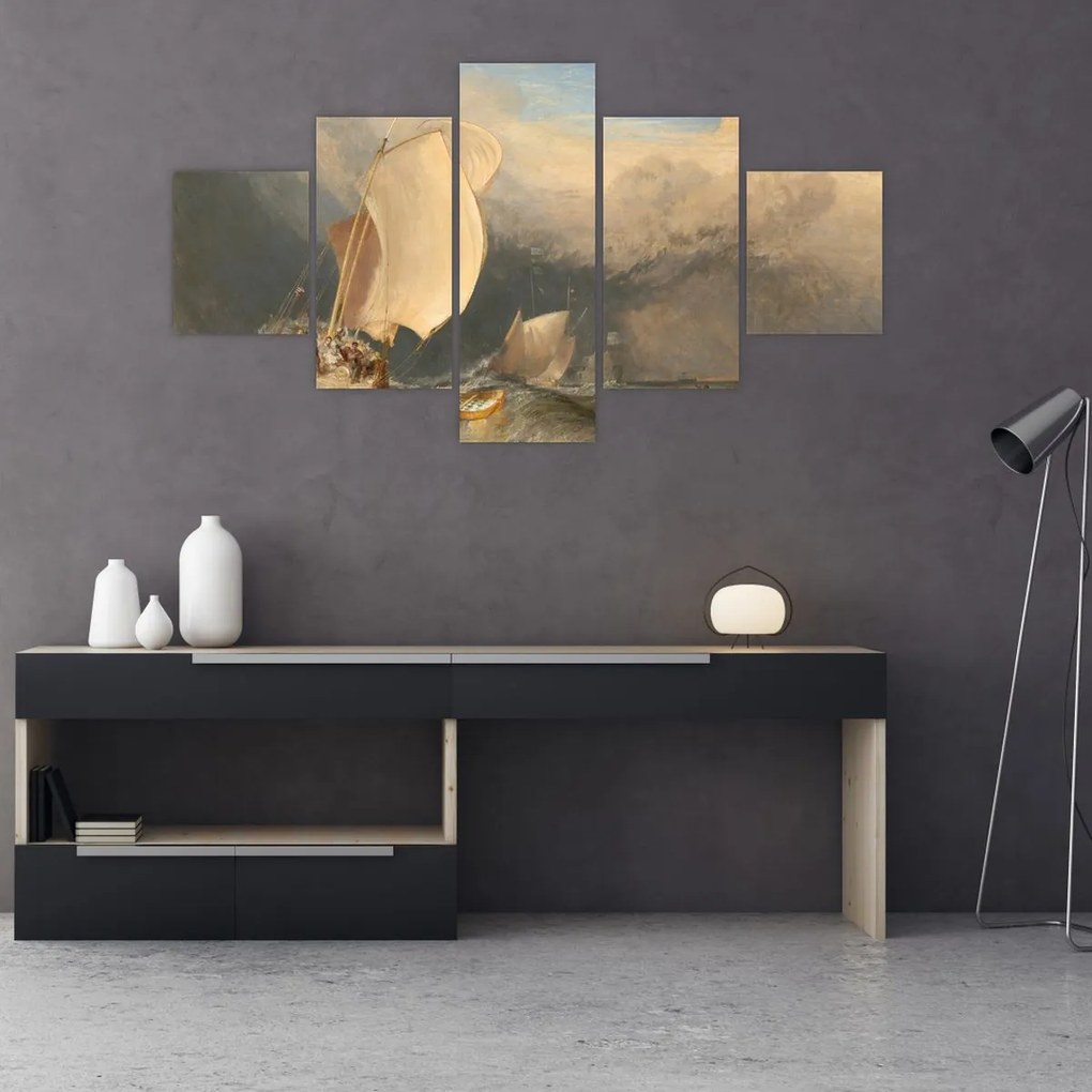 Obraz - William Turner, Fishing Boats with Hucksters Bargaining for Fish, reprodukcje (125x70 cm)