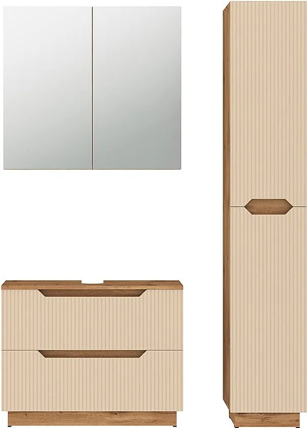Zestaw mebli łazienkowych dąb/kaszmir w paski 79.6x32x62.5 lotta