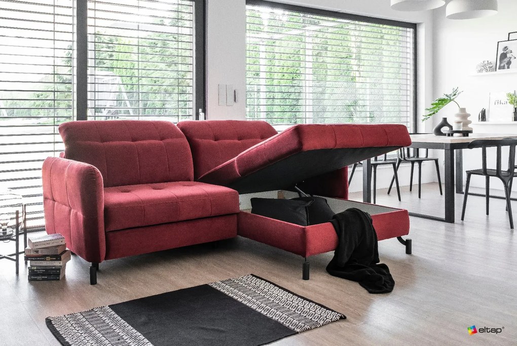Narożnik z funkcją spania LORELLE VELVET szary prawy ELTAP