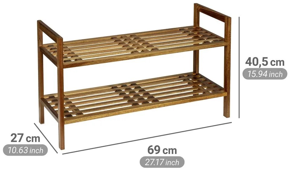 Regał na buty z litego drewna akacjowego w naturalnym kolorze 69x40,5x27 cm Fondi – Wenko