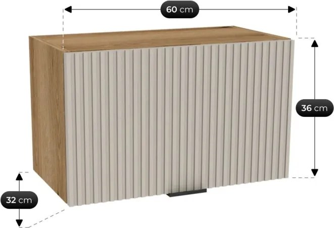 Zestaw Mebli Kuchennych MODERN 200 cm Kaszmir Ryflowany Nowoczesny