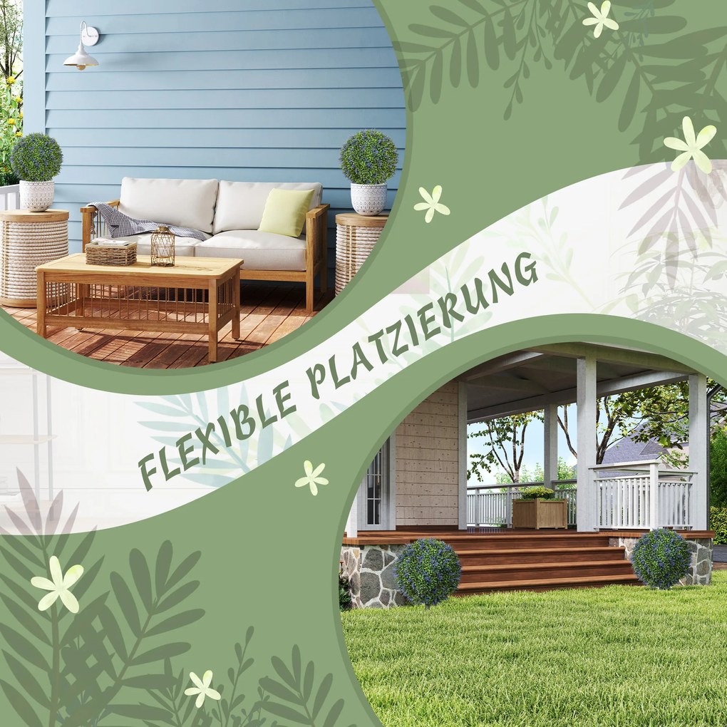 HOMCOM Zestaw 2 Sztucznych Drzewek, Sztuczne Drzewka Lawendowe, Szpilki Do Gruntu, Odporność na UV