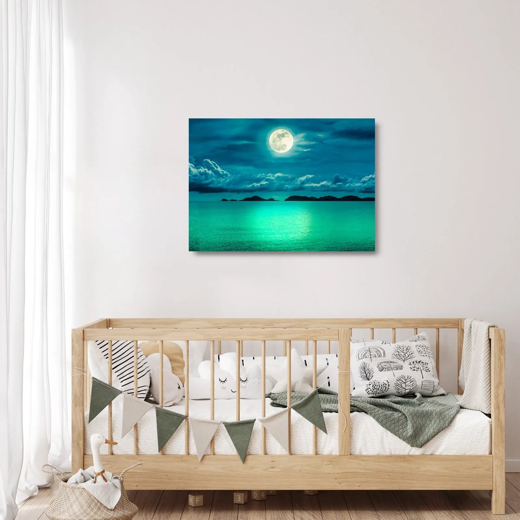 Obraz na szkle - Księżyc w pełni nad powierzchnią (70x50 cm)