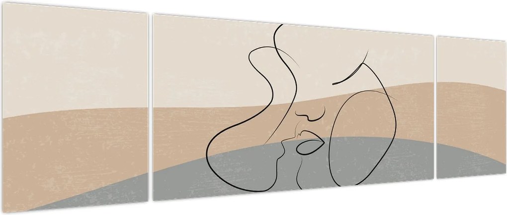 Obraz - Line art kiss (170x50 cm)