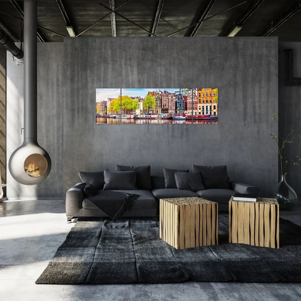 Obraz - Tańczące domy, Amsterdam (170x50 cm)