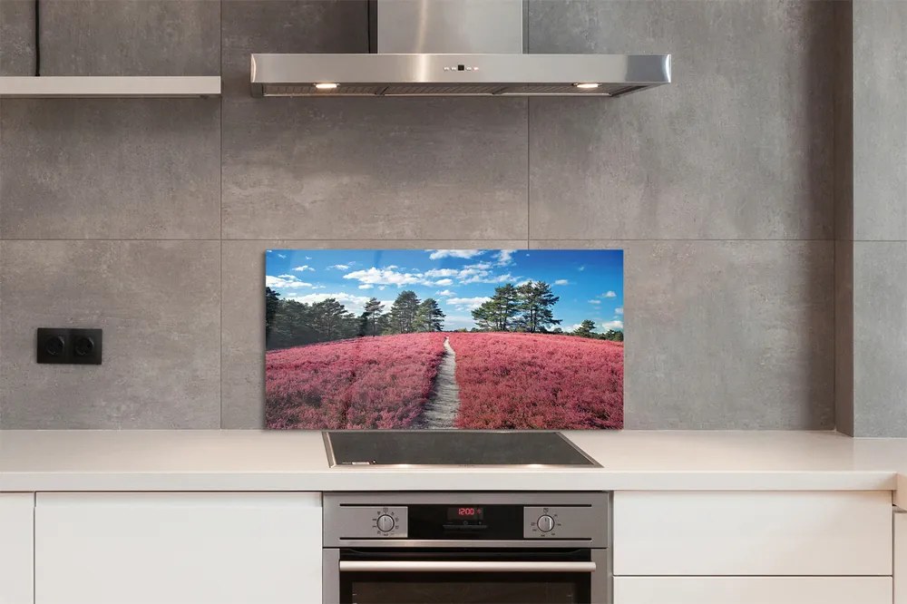 Szkło do Kuchni na Ścianę Wrzosowisko na Skraju Lasu