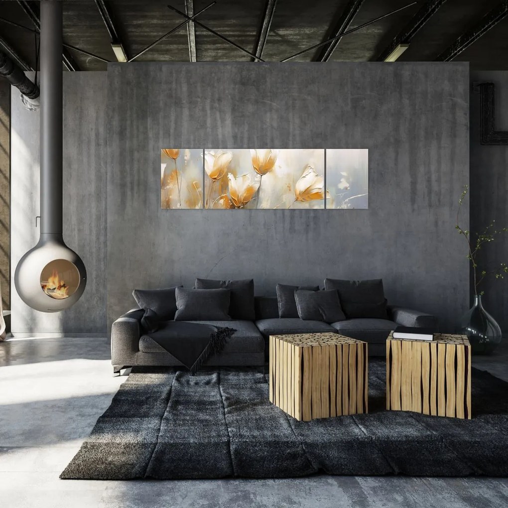 Obraz - Malowanie tulipanów (170x50 cm)