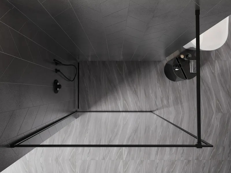 Mexen Kioto-XF ścianka prysznicowa Walk-in z ramką 100 x 202 cm, transparent 10 mm, czarna - 800-100-104-70-00-X