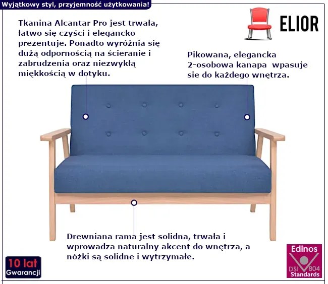 Niebieska sofa 2 osobowa S3-H33