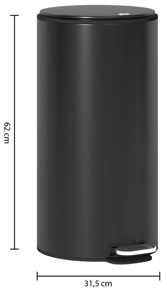 Kosz na śmieci metalowy DELTA, z neutralizatorem zapachów, 30 l