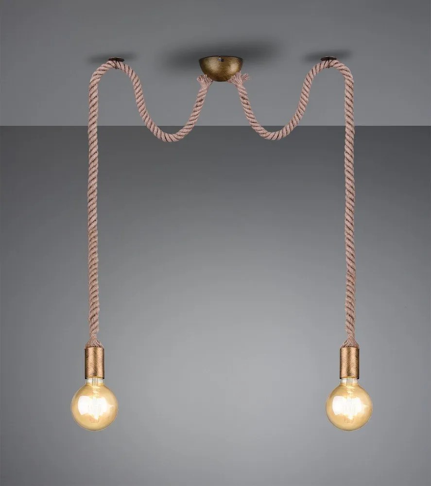 Lampa wisząca w kolorze mosiądzu ø 12 cm Rope – Trio