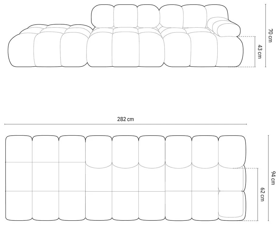 Zielona sofa modułowa z materiału bouclé 288 cm Bellis – Micadoni