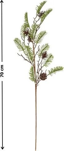 Zimowa gałąź ze szronem i szyszkami, 71 cm