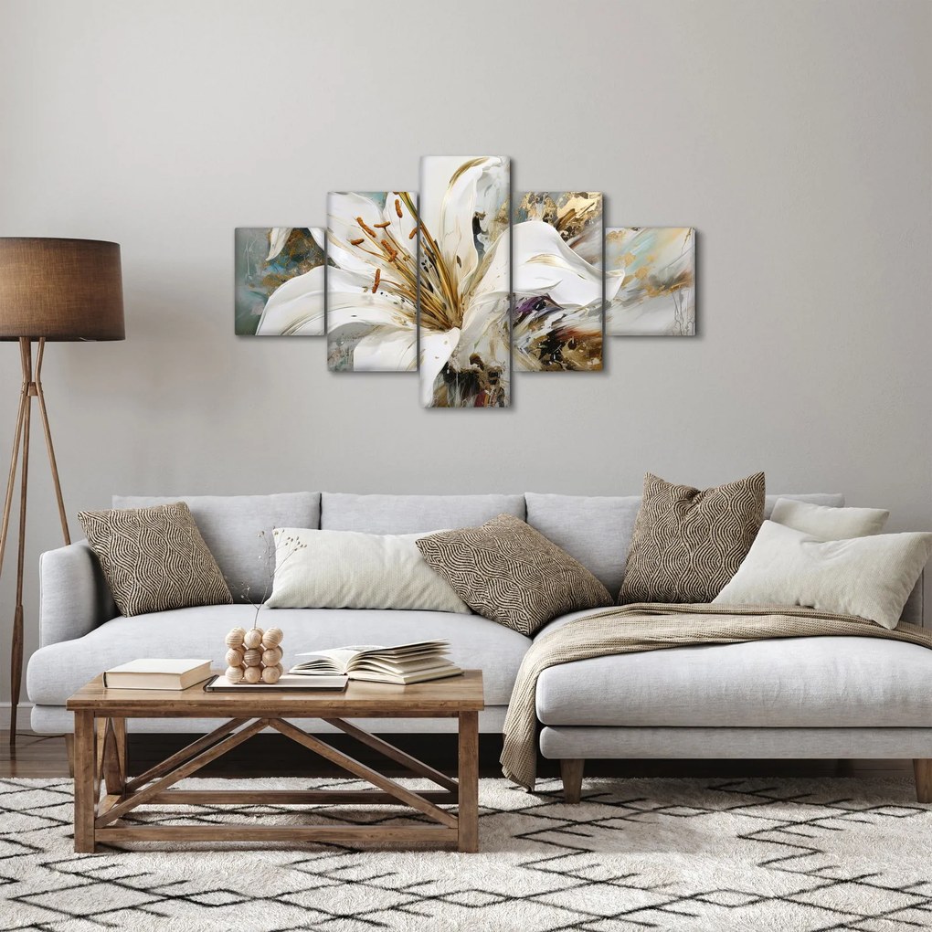 Obraz - Abstrakcja z lilią (125x70 cm)
