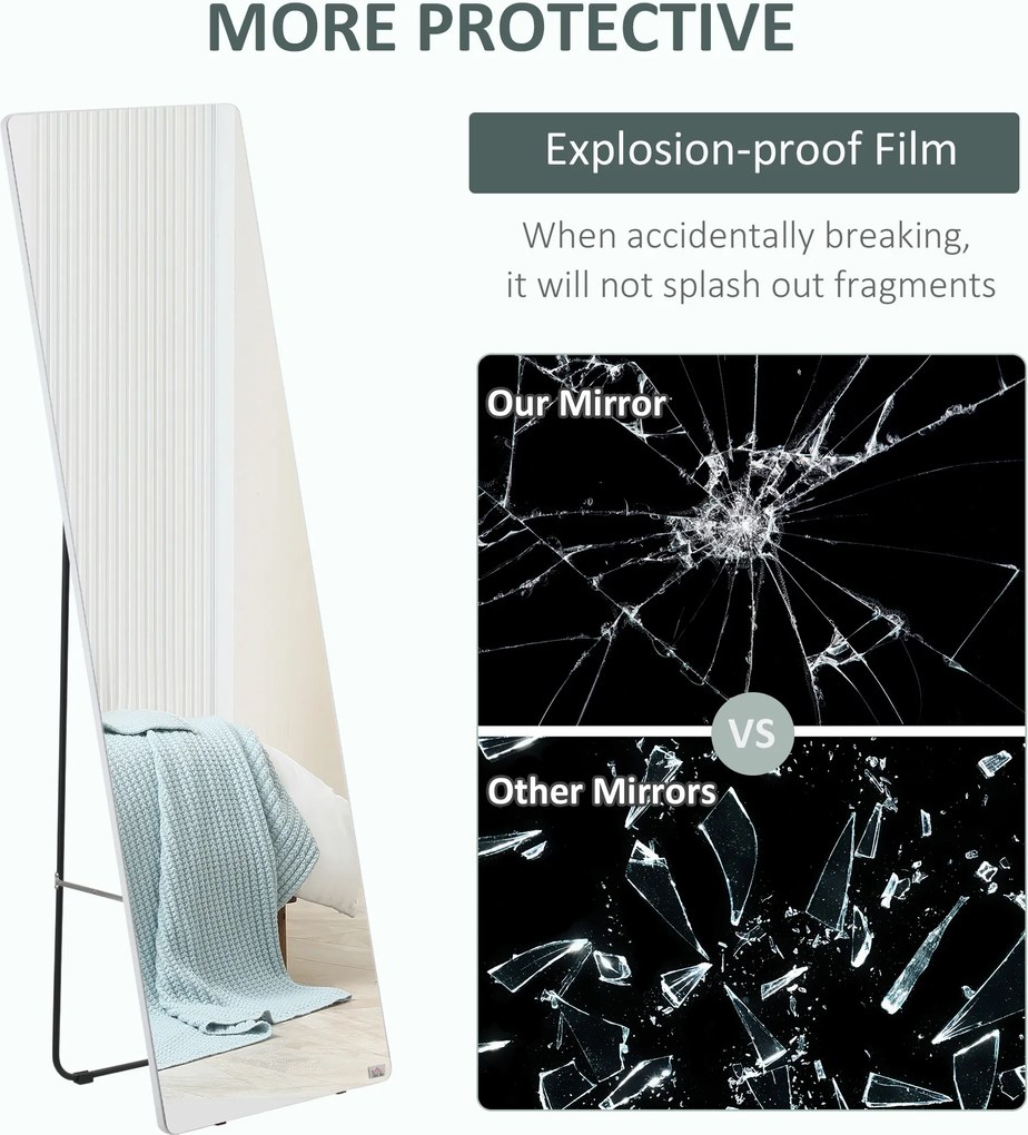 HOMCOM Lustro Stojące Całościowe z Ramą z Aluminium Srebrne 45x37x158,5cm | Aosom PL