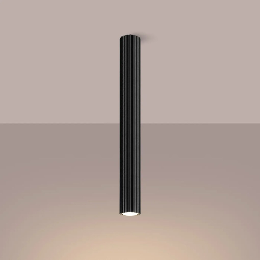 Plafon KARBON 60 czarny ryflowany SOLLUX  LIGHTING