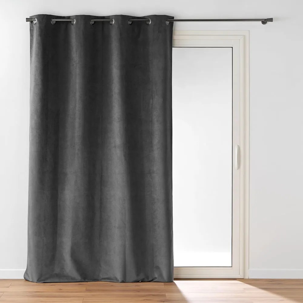 Antracytowa aksamitna zasłona 140x260 cm Olympe – douceur d'intérieur
