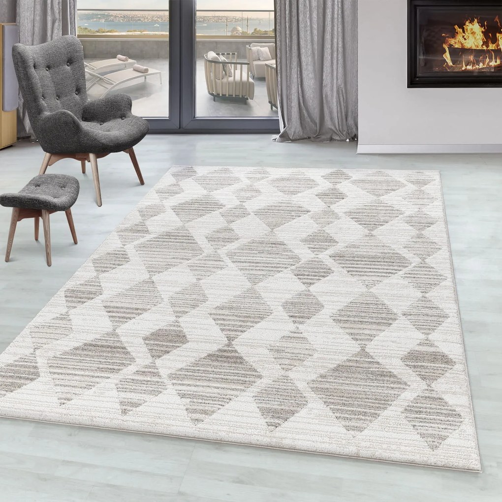 Dywan poliestrowy Berber romby 140 cm x 200 cm