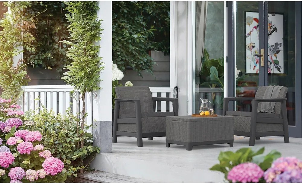 Szare plastikowe fotele ogrodowe zestaw 2 szt. Scandi Linea – Keter