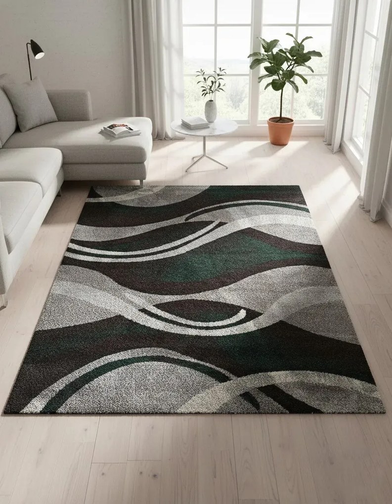 Szaro-Zielony dywan nowoczesny P9-M46