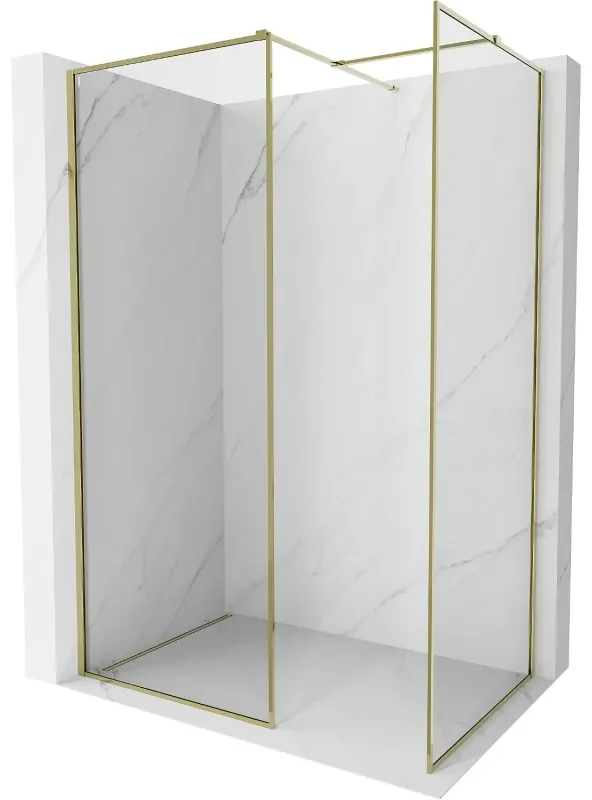 Mexen Kioto-F ścianka prysznicowa Walk-in z ramką 130 x 115 cm, transparent 8 mm, złota - 800-130-202-04-50-115