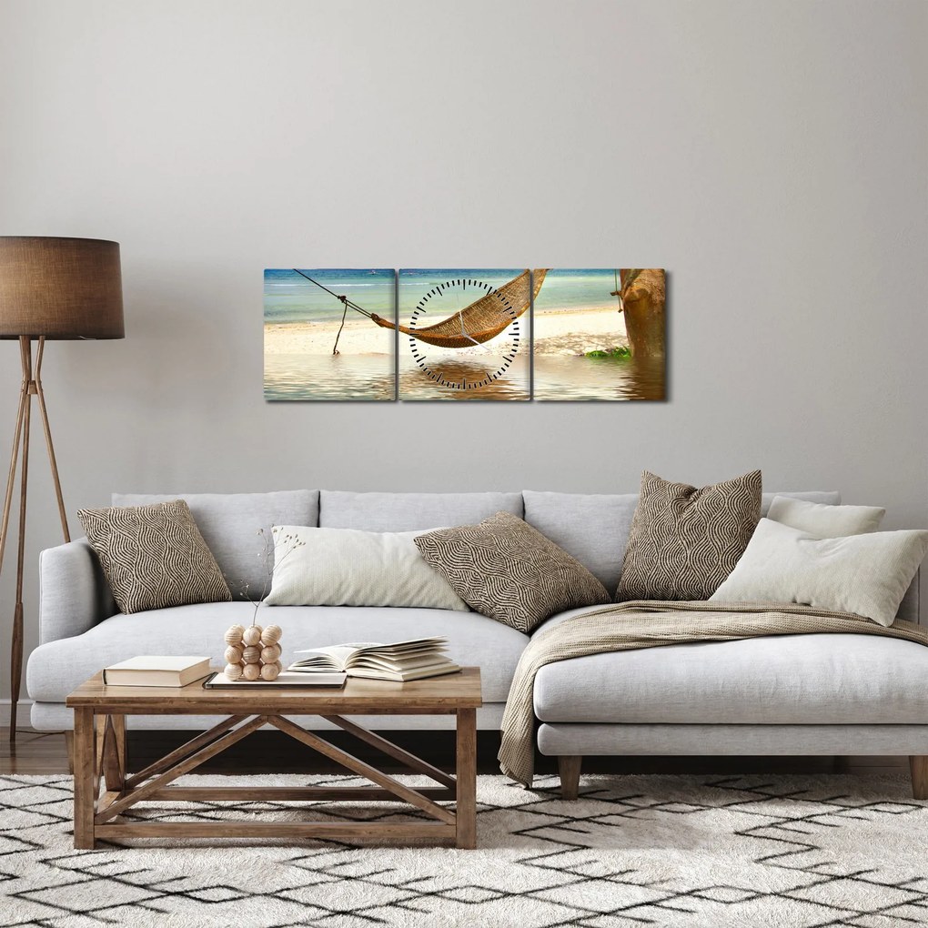 Obraz - Relaks na plaży (z zegarem) (90x30 cm)