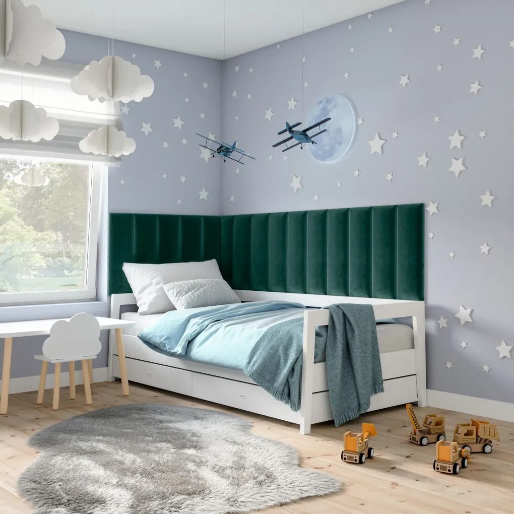 Zestaw 15 paneli tapicerowanych QUADRATTA 210x60 zielony ELTAP