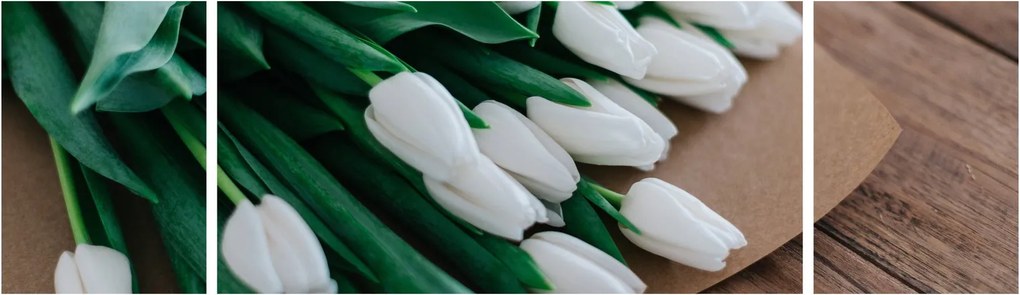 Obraz bukietu białych tulipanów (170x50 cm)
