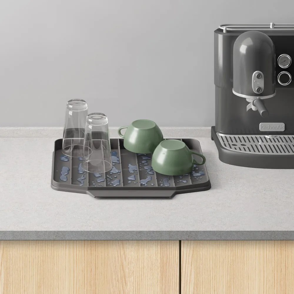 Szara plastikowa podkładka do naczyń 40x33 cm Gravity – Metaltex