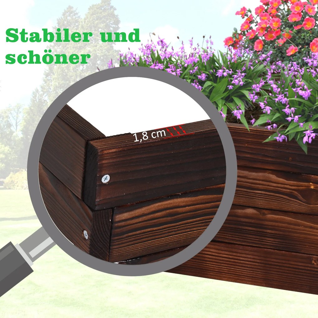 Outsunny skrzynka na kwiaty rośliny warzywa zioła drewniana ciemnobrązowa podwyższone łóżko 60x60x23 cm | Aosom PL