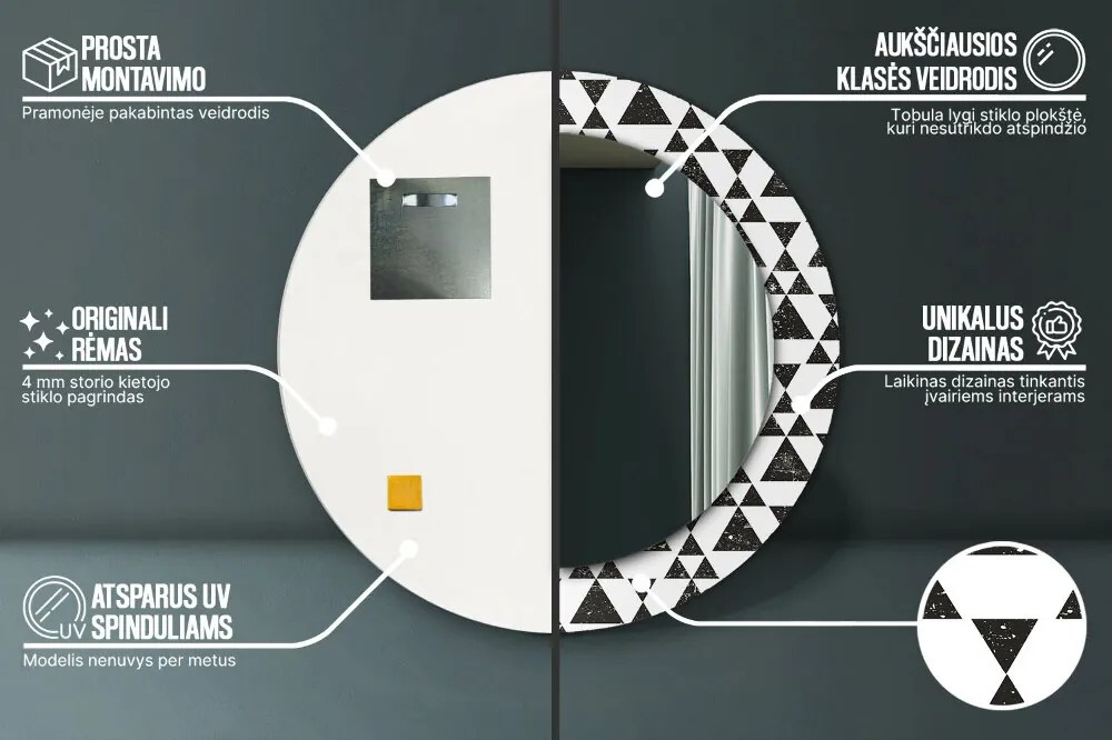 Trójkąty geometria Lustro dekoracyjne okrągłe