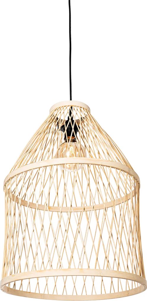 Rustykalna lampa wisząca zewnętrzna z rattanu 3-światłowa - Calamus