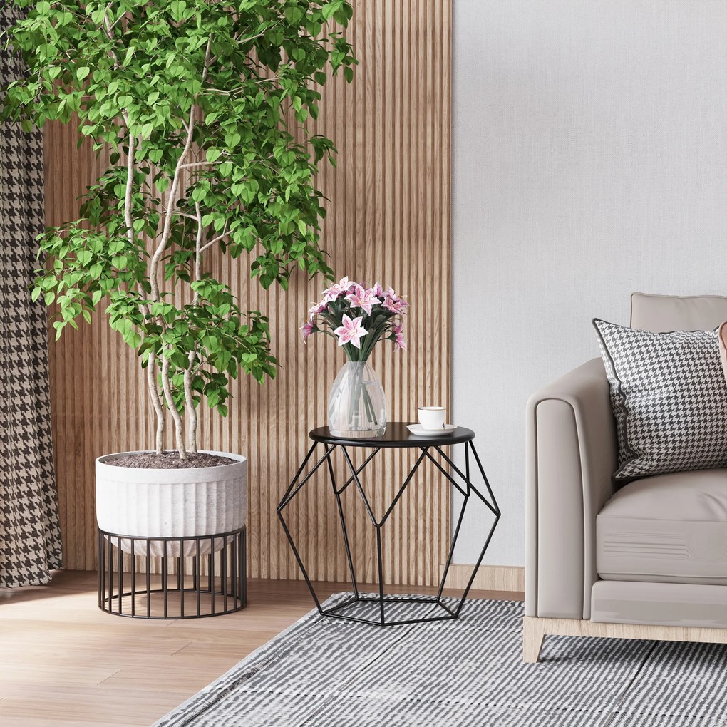 Homcom® stolik kawowy nocny okrągły z metalowym koszem