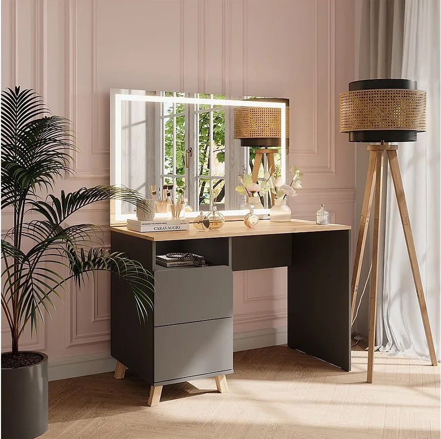 Stół toaletowy antracyt/artisan 110x55x75 karen